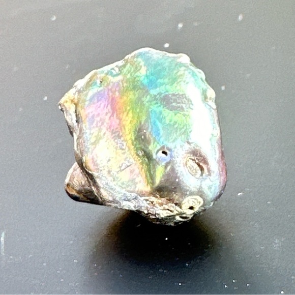 8.52ct Freeform Peacock Black Baroque Keshi Free Form Pearl Drilled Pearl - Picture 14 of 17